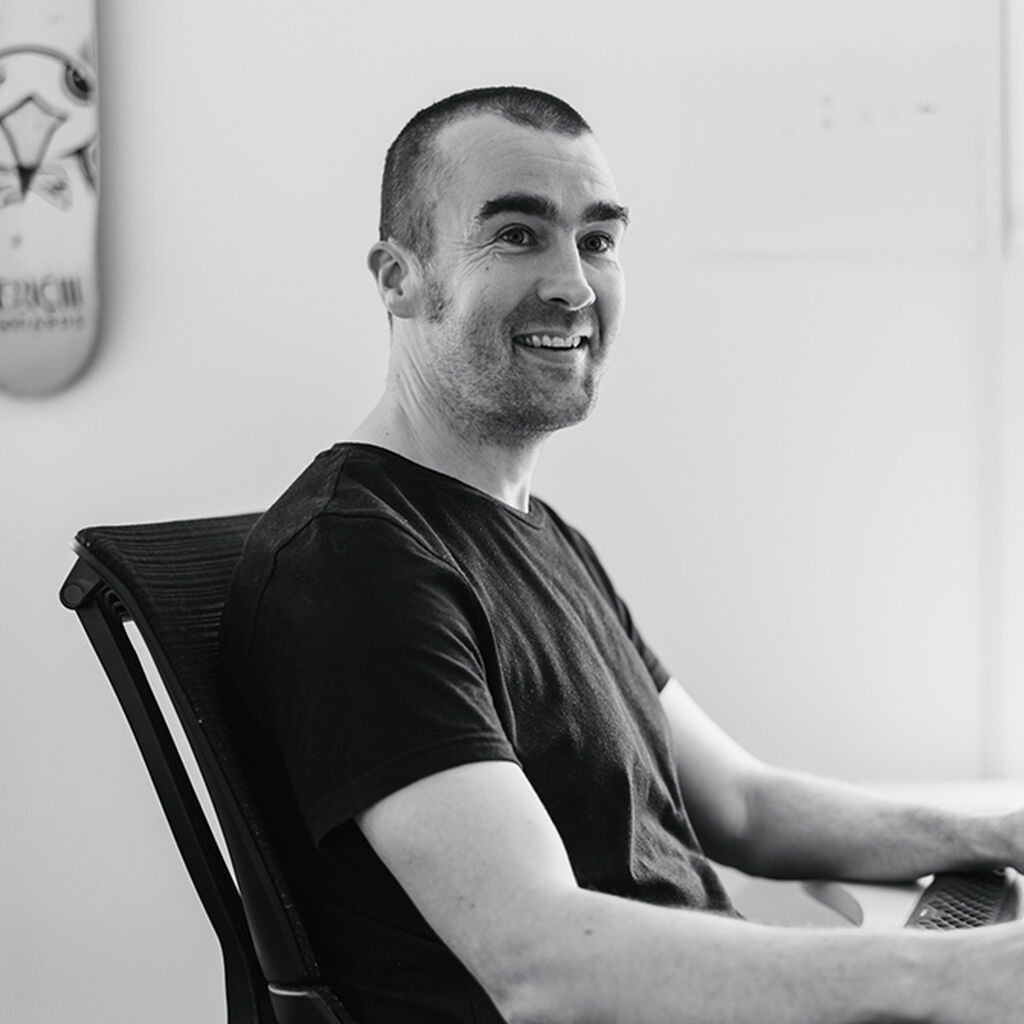 Digital Team Lead Ewan Lyle in the studio at Hamptons HQ