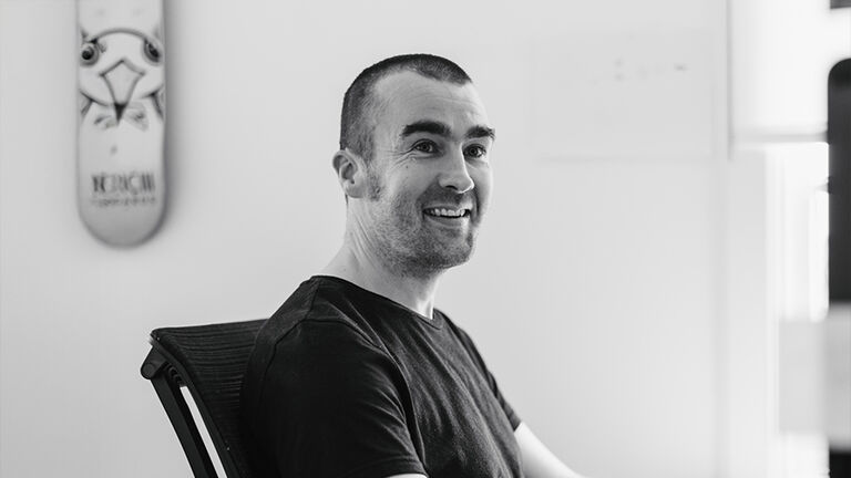 Digital Team Lead Ewan Lyle in the studio at Hamptons HQ