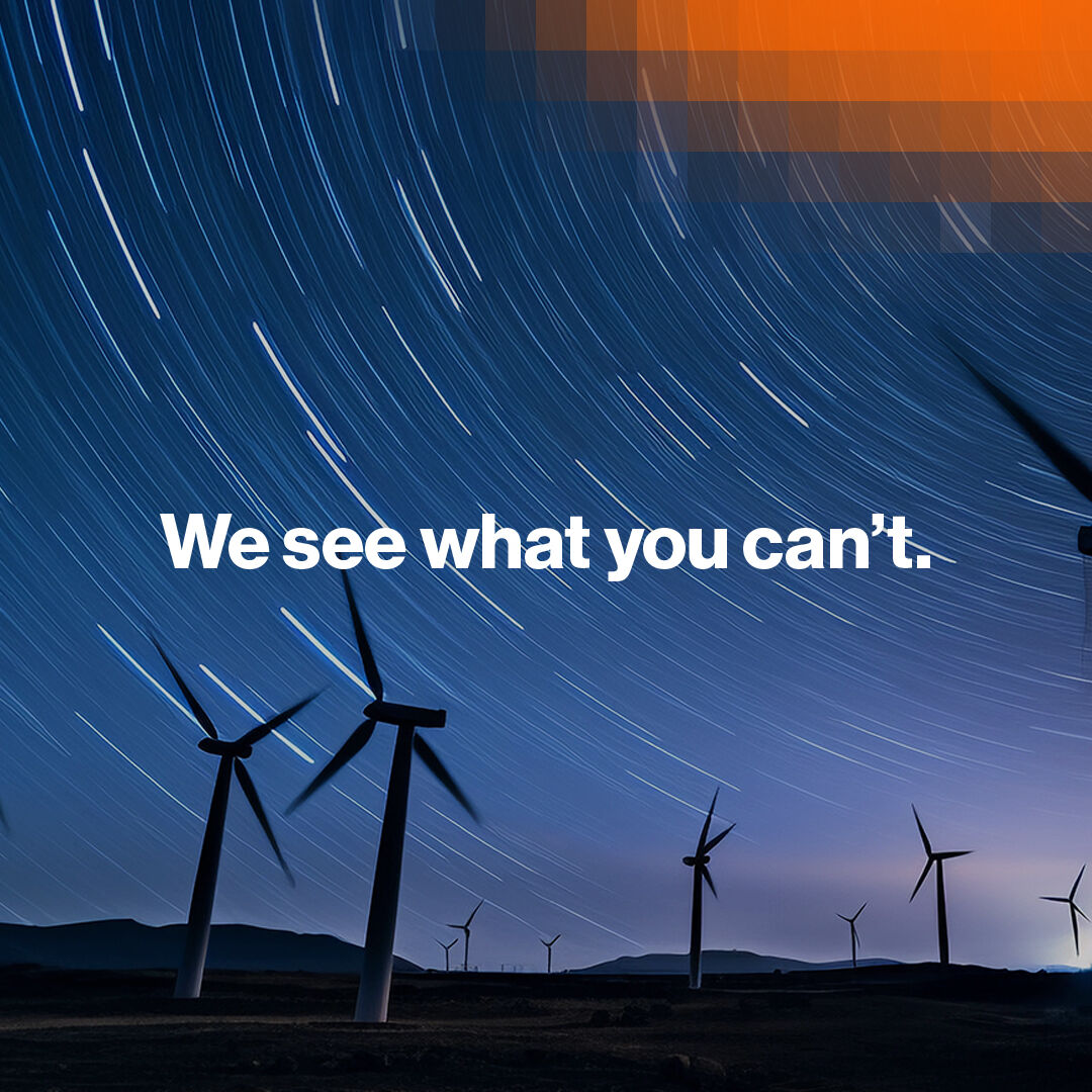 Tagline "We see what you can't" showing pixelated brand for detecting heat